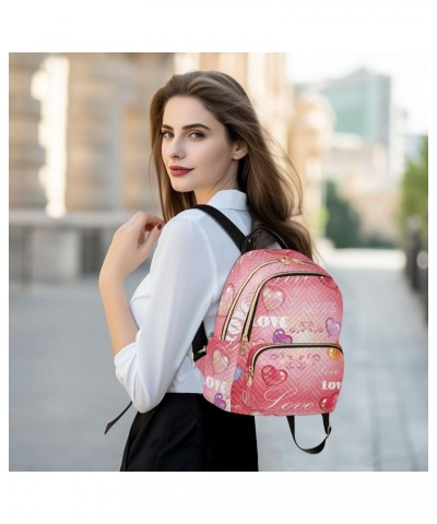 Backpack Purse for Women Valentine's Day, Mini Fashion Backpack Pink Love Hearts Lightweight Casual Daypack Shoulder Bag Trav...