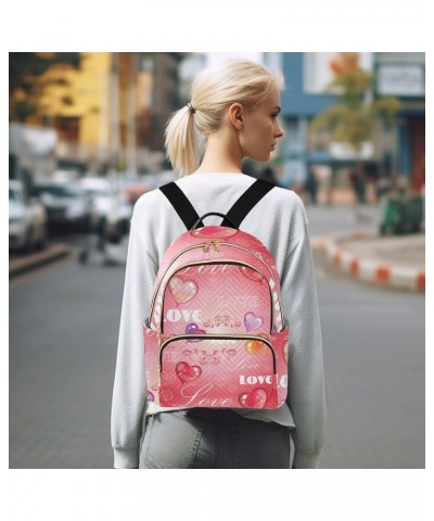 Backpack Purse for Women Valentine's Day, Mini Fashion Backpack Pink Love Hearts Lightweight Casual Daypack Shoulder Bag Trav...