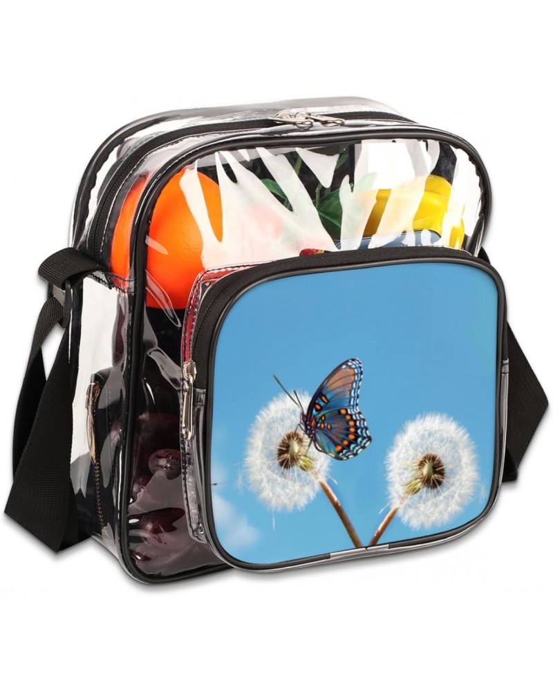 Dandelion Butterfly Clear Crossbody Bag Stadiums Approved Clear Messenger Shoulder Bag with Adjustable Strap for Work, Travel...