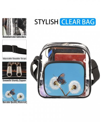 Dandelion Butterfly Clear Crossbody Bag Stadiums Approved Clear Messenger Shoulder Bag with Adjustable Strap for Work, Travel...