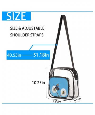 Dandelion Butterfly Clear Crossbody Bag Stadiums Approved Clear Messenger Shoulder Bag with Adjustable Strap for Work, Travel...