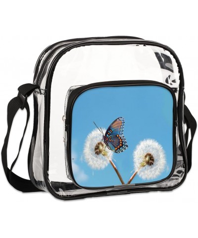 Dandelion Butterfly Clear Crossbody Bag Stadiums Approved Clear Messenger Shoulder Bag with Adjustable Strap for Work, Travel...