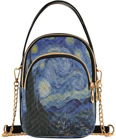 Van Gogh Starry Night Crossbody Bag Small Shoulder Handbags Leather Purse for Women $12.22 Crossbody Bags