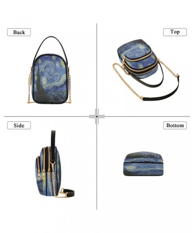 Van Gogh Starry Night Crossbody Bag Small Shoulder Handbags Leather Purse for Women $12.22 Crossbody Bags