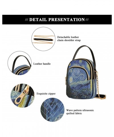 Van Gogh Starry Night Crossbody Bag Small Shoulder Handbags Leather Purse for Women $12.22 Crossbody Bags