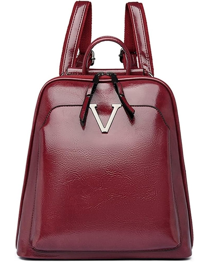 Luxury Leather Backpacks Vintage Women Shoulder Crossbody Bookbags Quality Ladies Handbags (Color : Fuchsia, Size : 12 * 11 *...