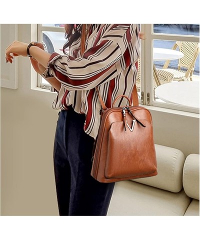 Luxury Leather Backpacks Vintage Women Shoulder Crossbody Bookbags Quality Ladies Handbags (Color : Fuchsia, Size : 12 * 11 *...