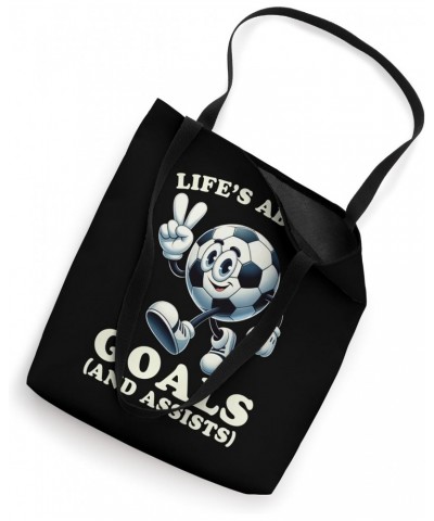 Funny Soccer Life's About Goals and Assists Men Boys Youth Tote Bag $14.24 Totes