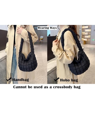 Quilted Tote Bag for Women Puffer Bag Lightweight Padding Shoulder Bag Hobo Bag Satchel Handbag Cloud Bag with Zip 2024 Purpl...