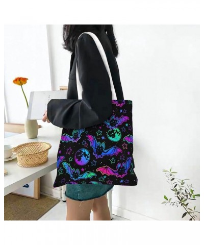 Halloween Black Cat Single Shoulder Fashion Canvas Tote Shopping Bags Handbags For Men And Women Halloween Bats1 $9.94 Totes