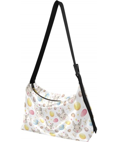 Easter Pattern Bunnies Soft PU Leather Shoulder Bag for Women Stylish Ladies Crossbody Purse with Zipper Closure Messenger Ba...