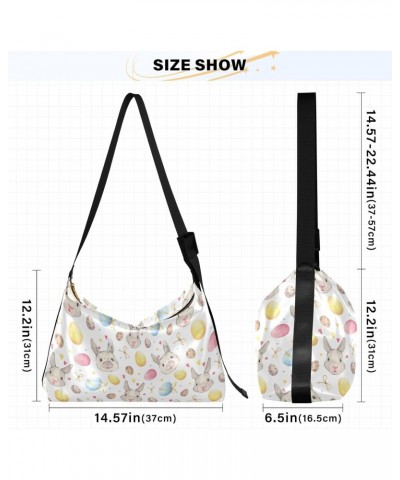 Easter Pattern Bunnies Soft PU Leather Shoulder Bag for Women Stylish Ladies Crossbody Purse with Zipper Closure Messenger Ba...