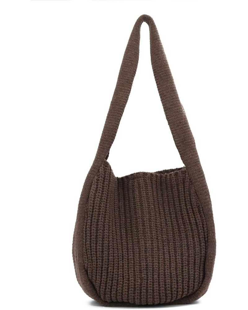 Women's Handmade Crocheted Tote Bags Aesthetic Hobo Bag Large Shopping Shoulder Handbag Knitted Woven Purse Coffee $10.49 Totes