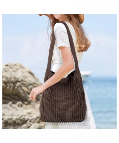 Women's Handmade Crocheted Tote Bags Aesthetic Hobo Bag Large Shopping Shoulder Handbag Knitted Woven Purse Coffee $10.49 Totes