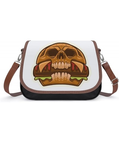 Printed Crossbody Bag Shoulder Bag PU Leather Women's Designer Satchels Skull Hamburger Color8 $25.07 Satchels