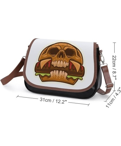 Printed Crossbody Bag Shoulder Bag PU Leather Women's Designer Satchels Skull Hamburger Color8 $25.07 Satchels