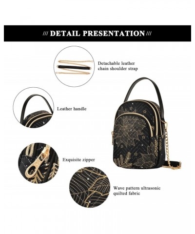 Small Crossbody Bags for Women Trendy Golden Poinsettia Christmas Black Travel Sling Bag Women's Crossbody Handbags Satchel B...