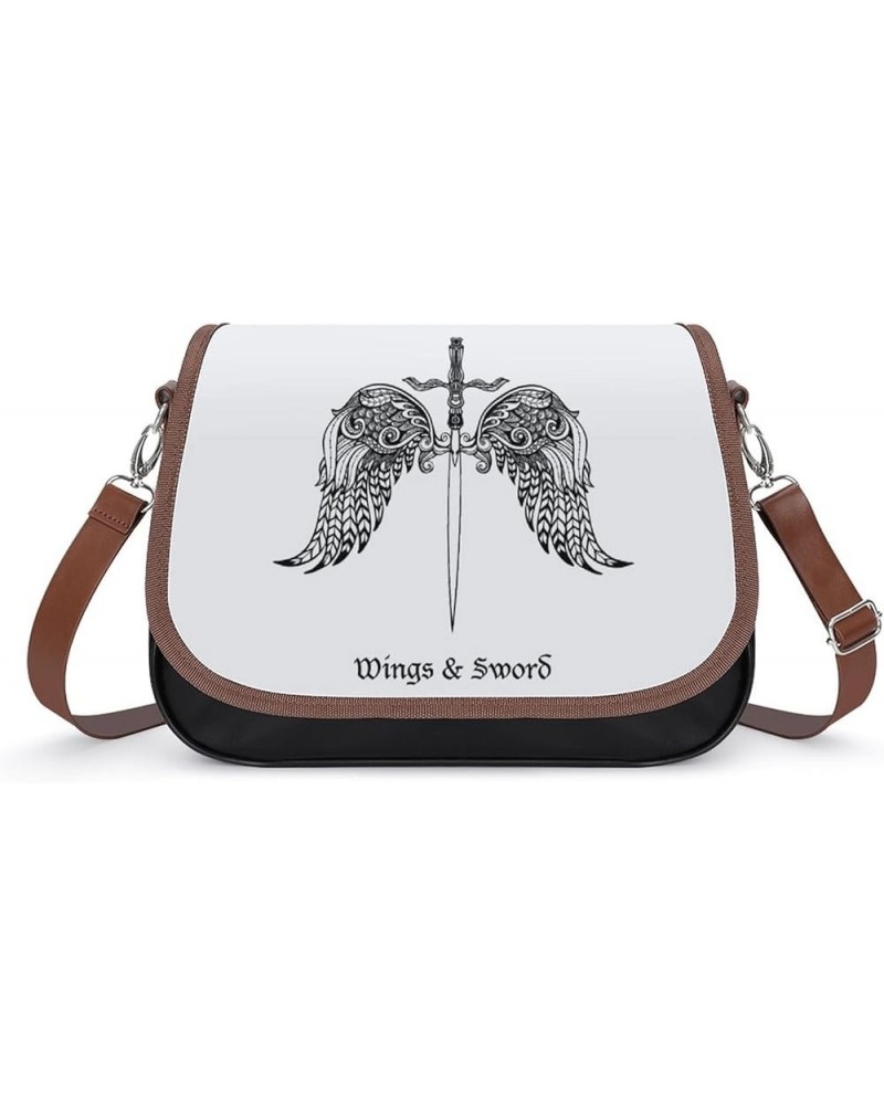 Leather Hobo Bags Women's Crossbody Shoulder Bag Classic City Top Handle Satchels Sword Wings White Color7 $28.99 Hobo Bags