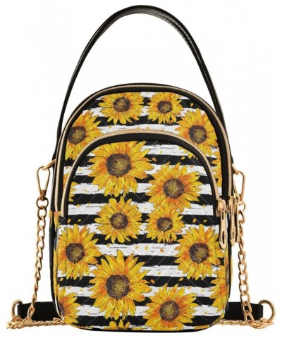 Sunflower Flowers Stripe Small Crossbody Bags for Women Adjustable Strap Purses Travel Handbags 20855899 $11.44 Crossbody Bags