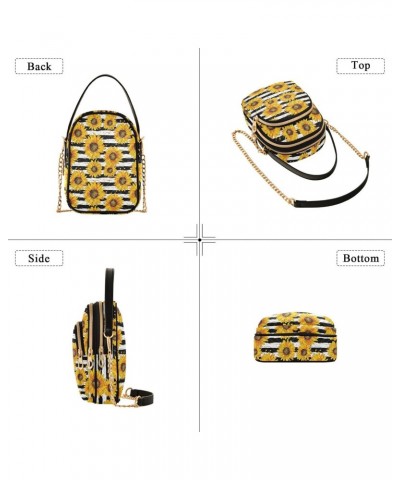 Sunflower Flowers Stripe Small Crossbody Bags for Women Adjustable Strap Purses Travel Handbags 20855899 $11.44 Crossbody Bags