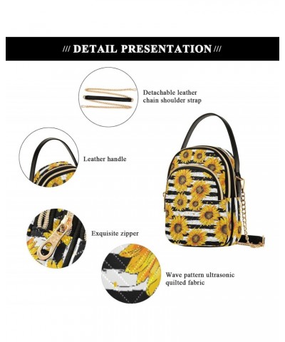 Sunflower Flowers Stripe Small Crossbody Bags for Women Adjustable Strap Purses Travel Handbags 20855899 $11.44 Crossbody Bags