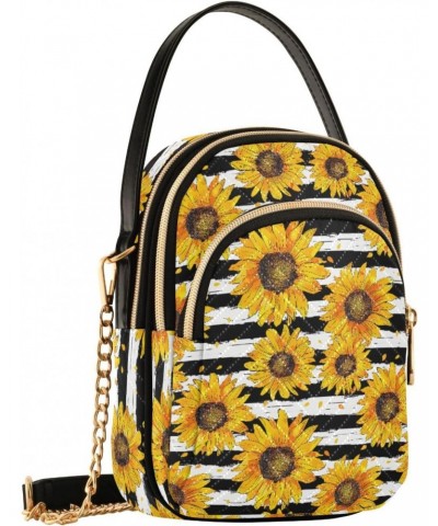 Sunflower Flowers Stripe Small Crossbody Bags for Women Adjustable Strap Purses Travel Handbags 20855899 $11.44 Crossbody Bags