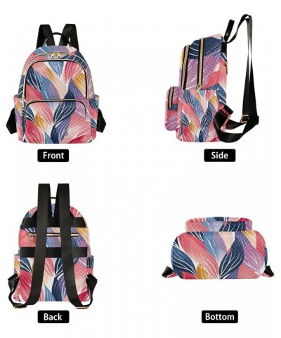 Mini Backpack Purse for Women, Rainbow Leaf Travel Bag Casual Daypack Shoulder Bag Small $13.12 Backpacks