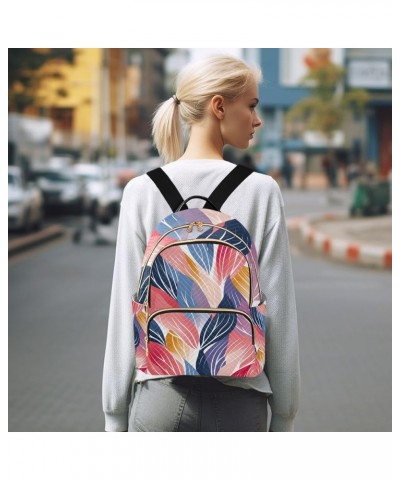 Mini Backpack Purse for Women, Rainbow Leaf Travel Bag Casual Daypack Shoulder Bag Small $13.12 Backpacks