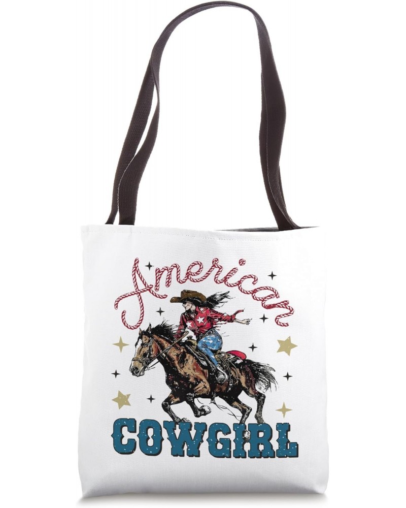 American Cowgirl July 4th Of July USA Coquette Patriotic Tote Bag $9.46 Totes