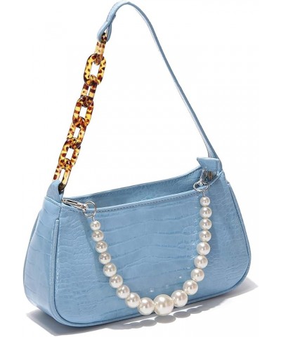 Retro Classic Clutch Shoulder Tote HandBag with Zipper Closure for Women Blue $14.26 Shoulder Bags