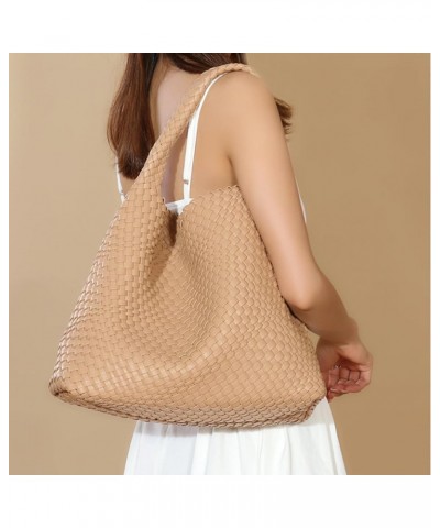 Leather Tote Bag for Women Woven Bag Woven Tote Bag Shoulder Bag Hobo Bag Crossbody (Grey) Brown $58.49 Totes