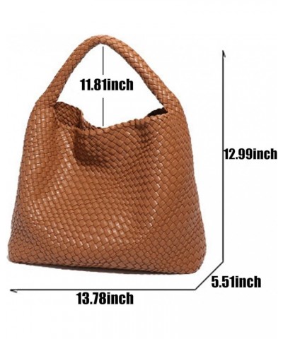 Leather Tote Bag for Women Woven Bag Woven Tote Bag Shoulder Bag Hobo Bag Crossbody (Grey) Brown $58.49 Totes