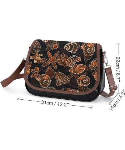 Sea Shells Starfish Women's Crossbody Bag PU Messenger Bag Shoulder Handbag Pocket Purse for Travel Office $21.72 Shoulder Bags