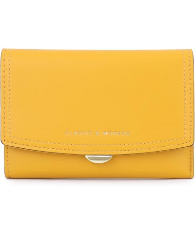 Women Girls Wallet Slim Short Tri-Fold Wallet PU Leather Purse Cash Card Holder Bag (Yellow) Yellow $17.15 Totes