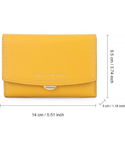 Women Girls Wallet Slim Short Tri-Fold Wallet PU Leather Purse Cash Card Holder Bag (Yellow) Yellow $17.15 Totes