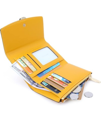 Women Girls Wallet Slim Short Tri-Fold Wallet PU Leather Purse Cash Card Holder Bag (Yellow) Yellow $17.15 Totes