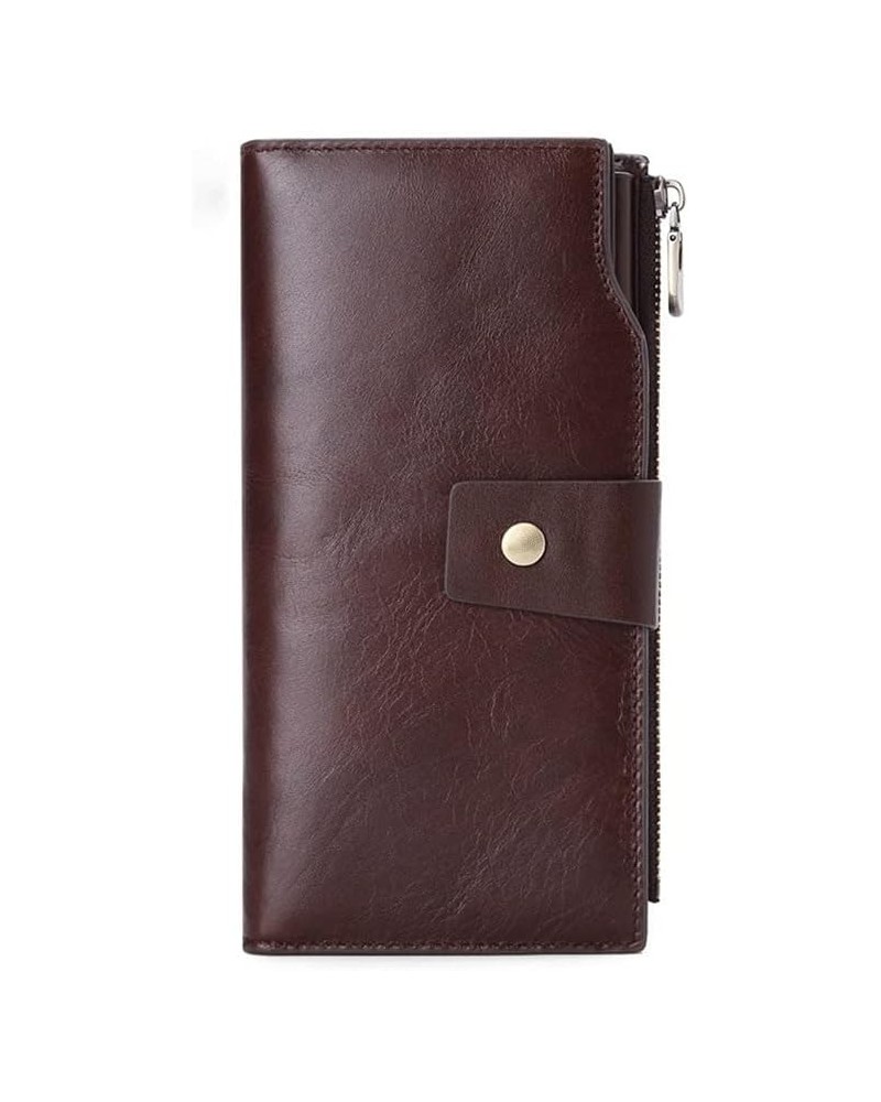 Men's Wallets Business Men Wallet Long Genuine Leather Clutch Wallet Male Quality Soft Cowhide Handmade Coin Pouch (Color : B...