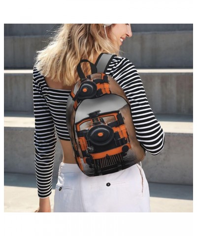 Locomotive Print Lightweight Travel Canvas Backpack Casual Daypack For Men Women Work, Sports, Beach Black Medium $18.17 Back...