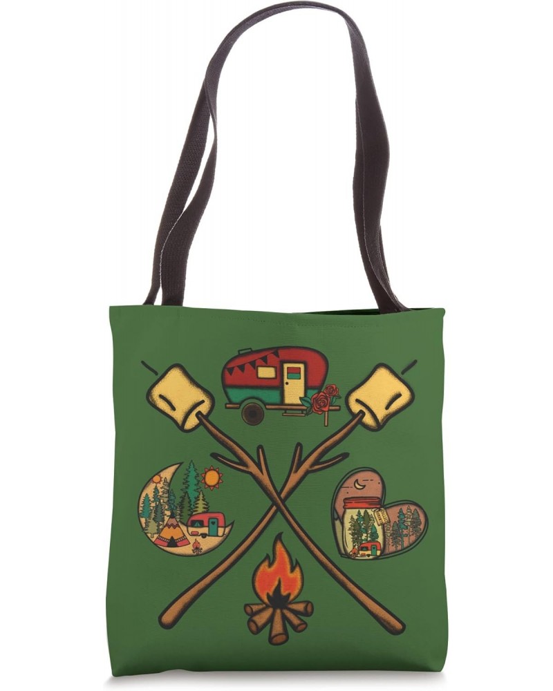 Funny Camper Family Graphic Campfire Smores Sticks Camping Tote Bag $12.16 Totes