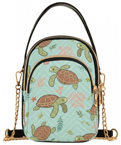 Cute Sea Turtles Crossbody Bags for Women Quilted Shoulder Bag Handbag with Chain Strap Trendy Cross Body Cell Phone Crossbod...