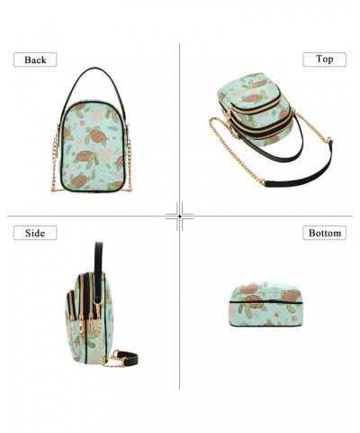 Cute Sea Turtles Crossbody Bags for Women Quilted Shoulder Bag Handbag with Chain Strap Trendy Cross Body Cell Phone Crossbod...