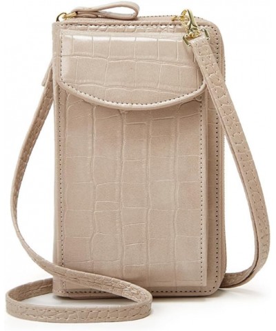 Crossbody Phone Bag for Women Crocodile Pattern Leather Ladies Cross Body Handbags Phone Clutch Purse Beige $19.37 Totes