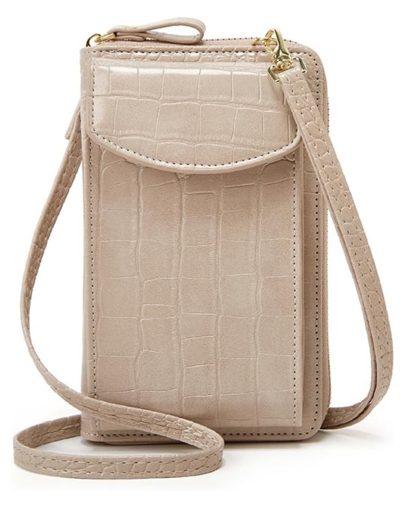 Crossbody Phone Bag for Women Crocodile Pattern Leather Ladies Cross Body Handbags Phone Clutch Purse Beige $19.37 Totes