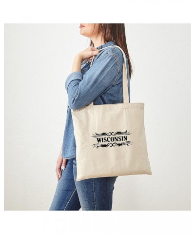 Wisconsin Grunge Tote Bag Natural Canvas Tote Bag, Cloth Shopping Bag Tribal Wisconsin Tote Bag $9.11 Travel Gear