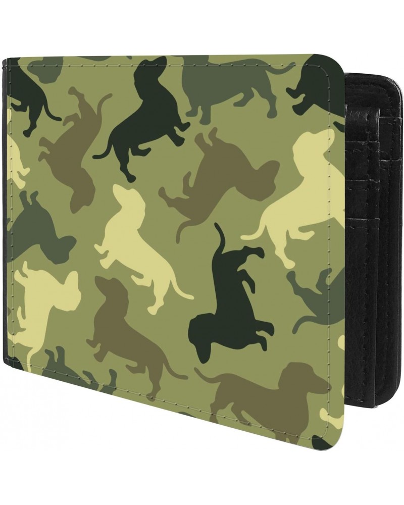 Unique Desige Pattern - Military pattern with camouflage dogs, Slim Front Pocket Wallet Billfold RFID Blocking $10.63 Wallets