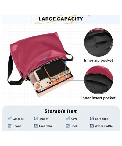 Hobo Shoulder Bag for Women Men PU Leather Crossbody Bag Slouchy Tote Handbags for Working Shopping Traveling Viva Magenta Re...