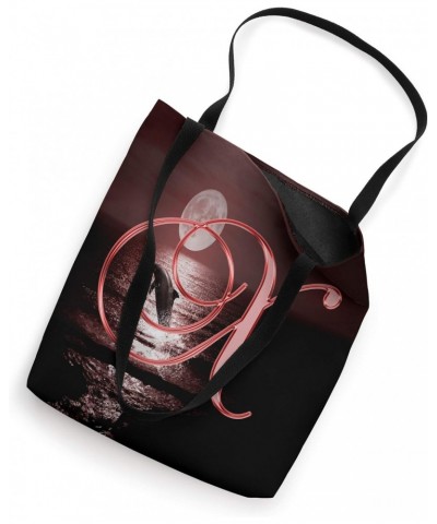 X Dolphin Red Animal Ocean Moon Sea Wave Initial Letter Name Tote Bag $9.40 Totes