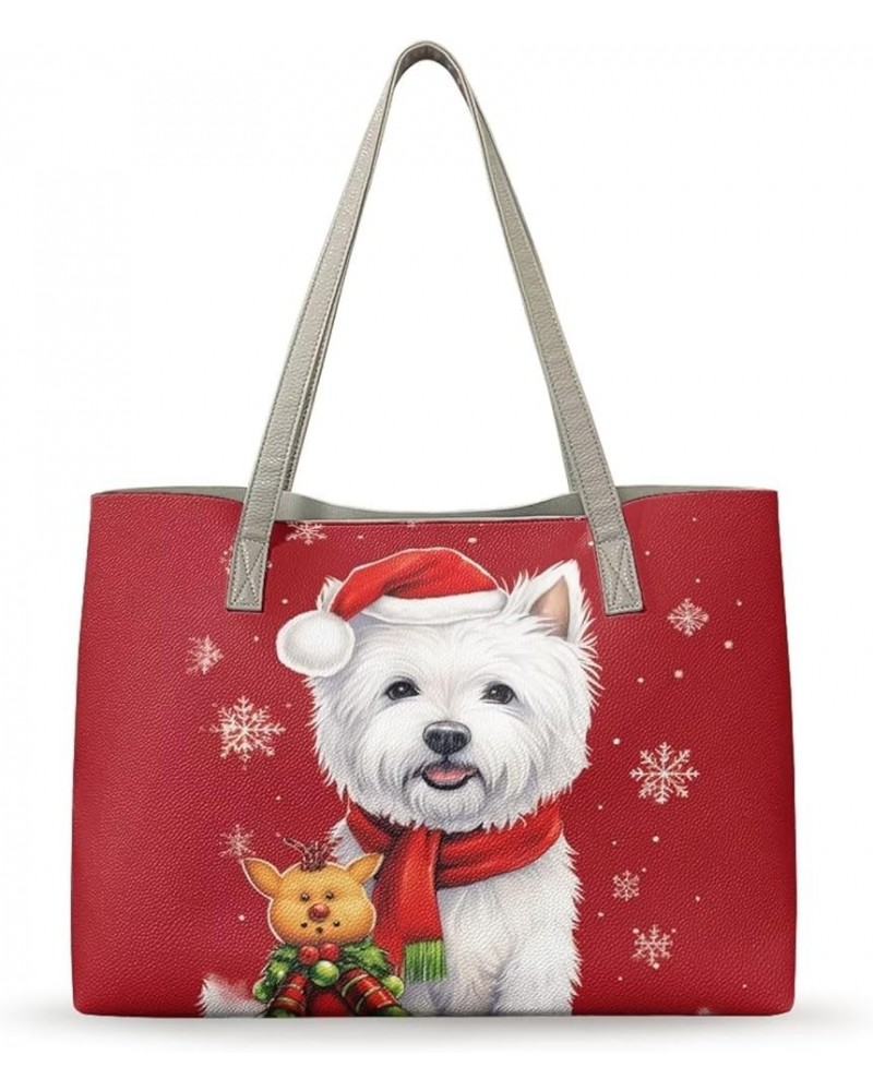 Large Purse with Compartments Womens Tote Purse Ladies Handbags for Work Christmas Puppy $19.68 Totes