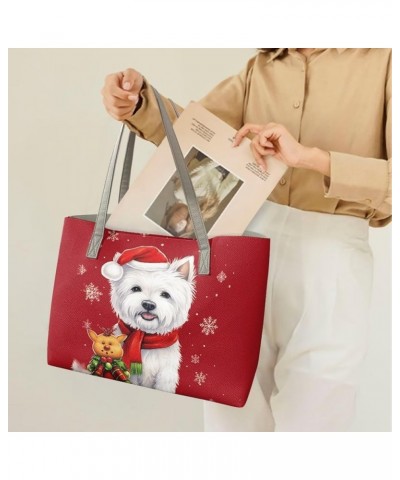 Large Purse with Compartments Womens Tote Purse Ladies Handbags for Work Christmas Puppy $19.68 Totes