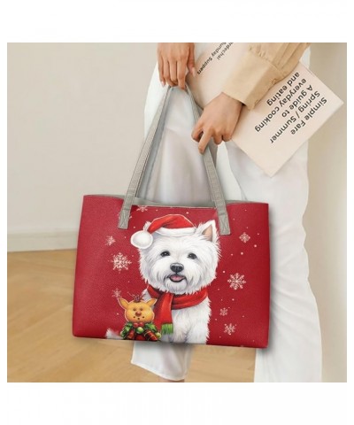 Large Purse with Compartments Womens Tote Purse Ladies Handbags for Work Christmas Puppy $19.68 Totes